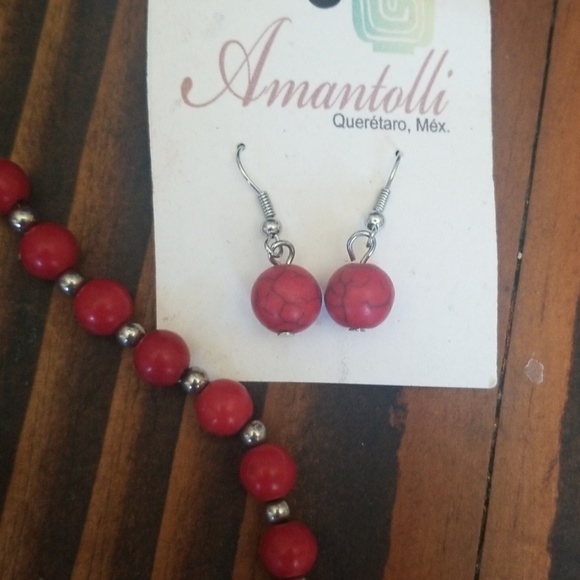 Long Handmade Piece Sign Necklace and Earings - Picture 3 of 3